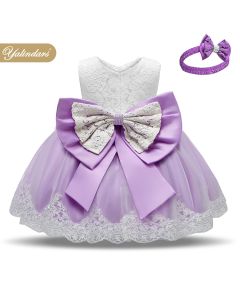 Purple Bow Baby Girl Frocks 