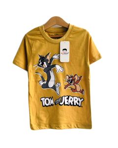 Tom & Jerry Yellow Cotton Tshirts For Boys