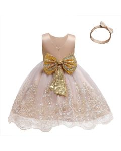 Cute Bow White Wedding Dress For Baby Girls