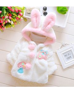 New Rabbit Ear White Jacket For Baby Girl