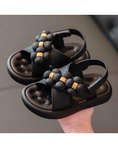 Black Soft Open Toe Sandal For Girls