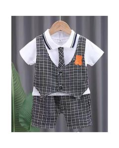 Black & White Summer Wedding Suits For Baby Boys