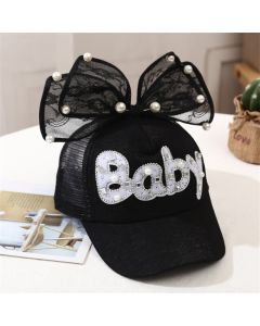 Black Bow Baby Girl Cap