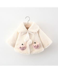 Charming White Hearts Winter Baby Jacket