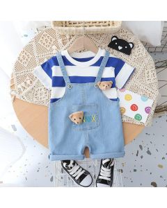 Cute Classic Lines Dungaree Set For Children 