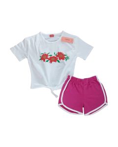 Red Flower Floral Nicker Set For Baby Girls