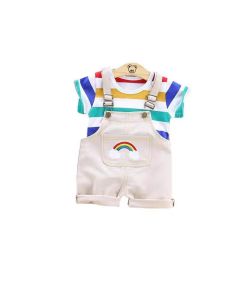 Stylish Skin with Rainbow Dungaree For Baby With Tshirt