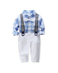 White & Blue Formal Baba Suit
