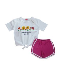 White Floral Clothing Set For Girls