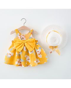 Yellow Cotton Stylish Frock For Girls