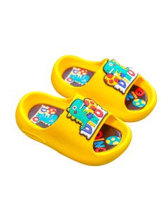 Yellow Stylish Dino Slippers For Kids
