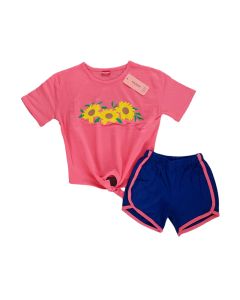 Yellow Sunflowers Pink Nicker Set For Baby Girls