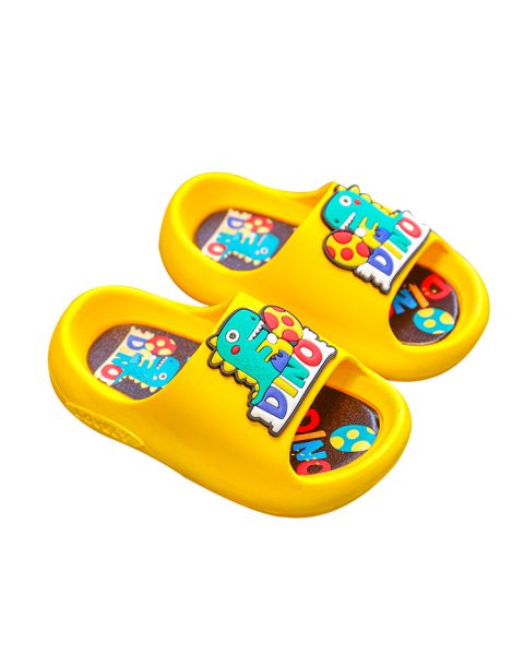 Yellow Stylish Dino Slippers For Kids