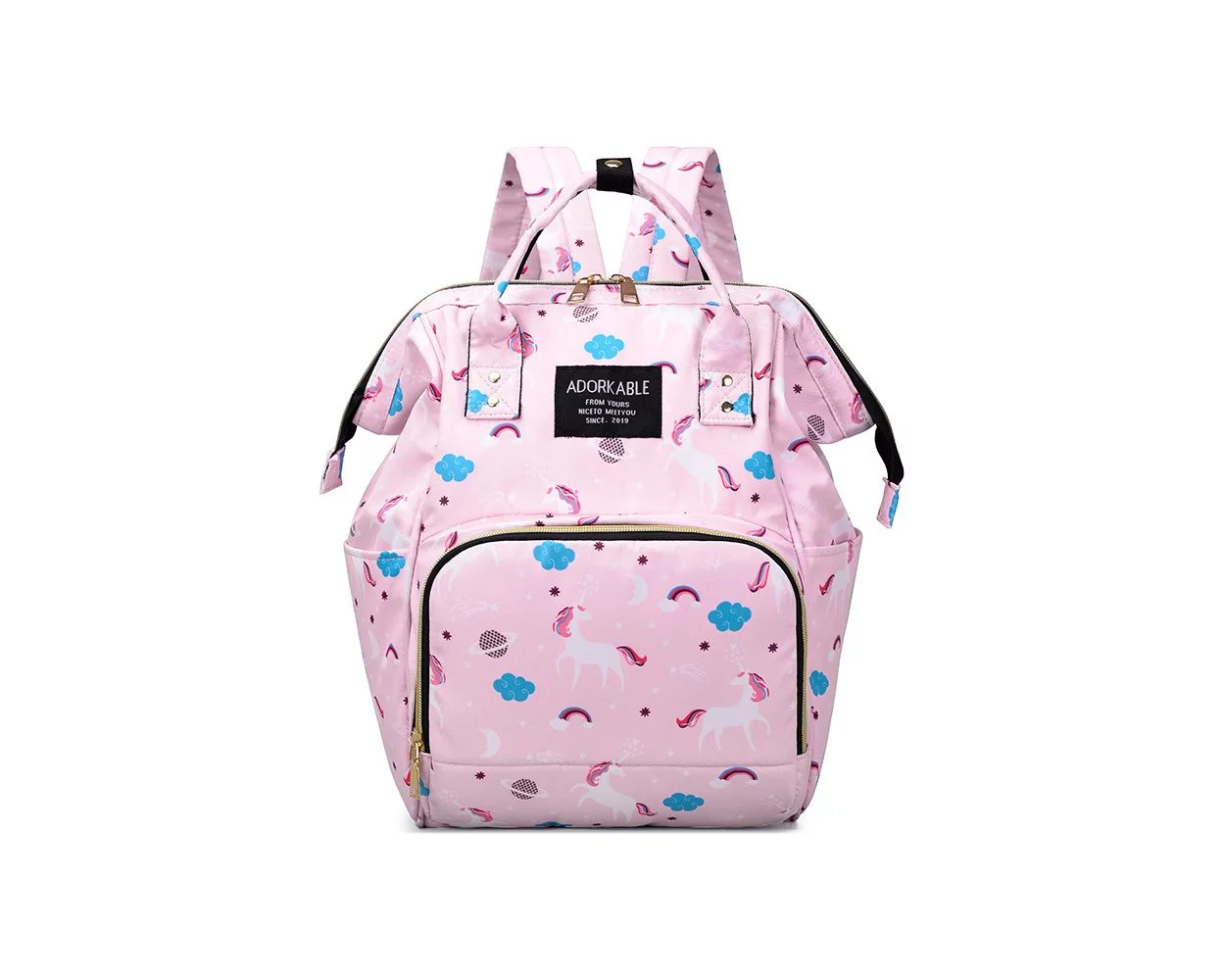Pink backpack diaper bag top