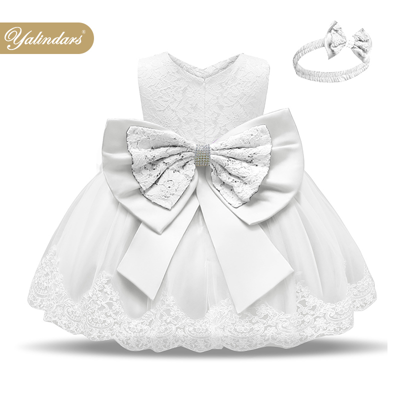 Toddler Beading Lace White Baby Girl Dress Newborn Christening Princess 1  Year Birthday Party Dress Girls Ball Gown Kids Clothes - AliExpress